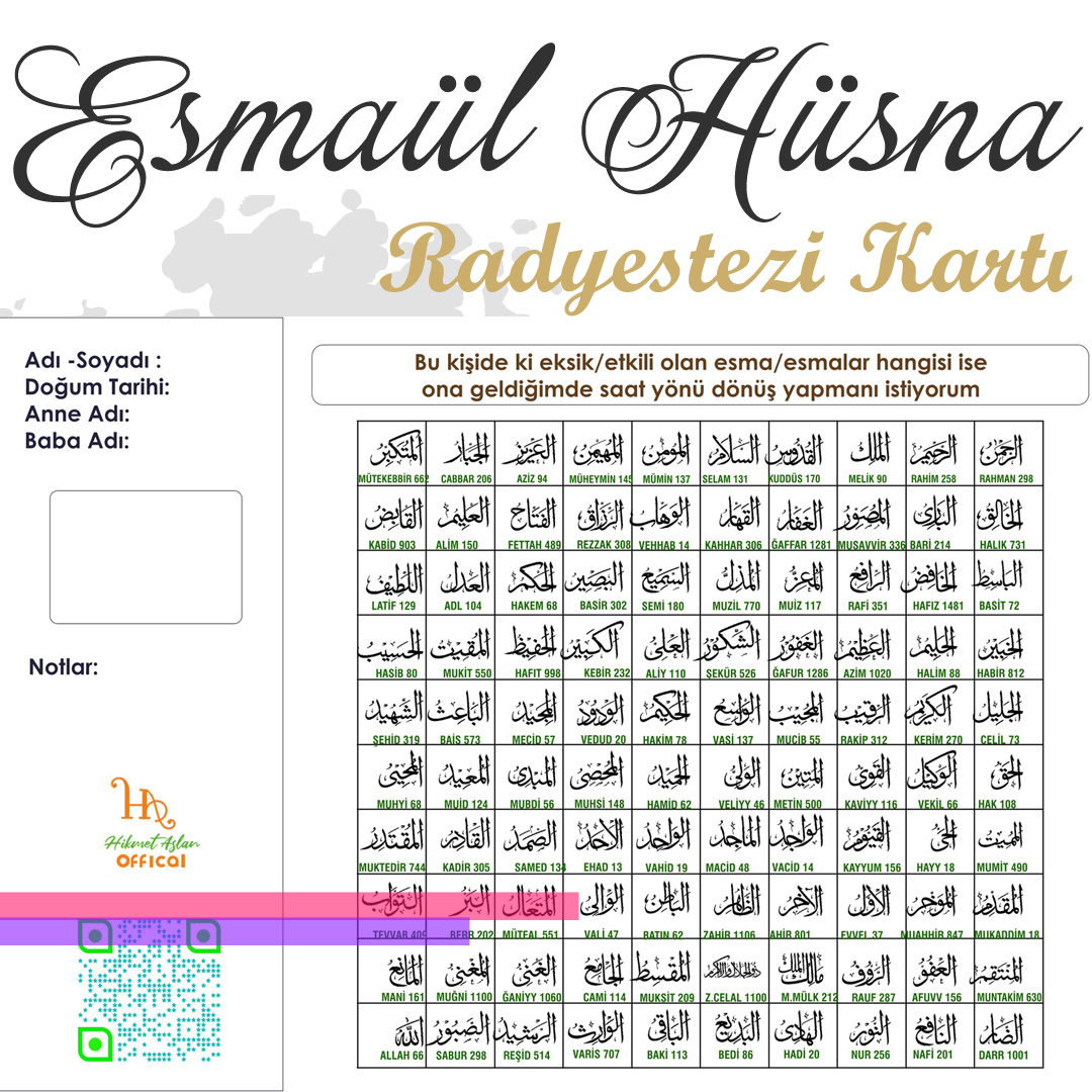 Esmaül Hüsna Radyestezi Kartı